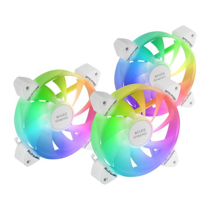 Mars Gaming Kit 3 ventiladores auxiliares ARGB 120mm MF-3A blanco iluminación 360º compatibilidad total